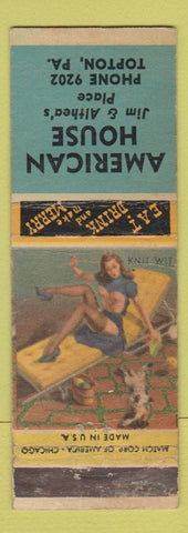 Matchbook Cover - American House Egypt PA restaurant pinup WEAR