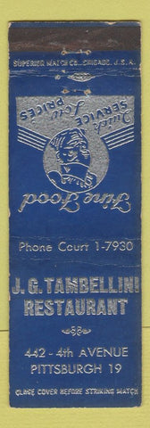 Matchbook Cover - JG Tambellini Restaurant Pittsburgh PA WEAR