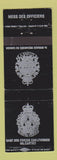 Matchbook Cover Officers Mess Base Des Forces Canadiennes Valcartier Canada WEAR