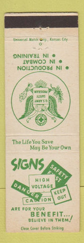 Matchbook Cover - Military Army Safety Program Signs