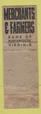 Matchbook Cover - Merchants Farmers Insurance Bank of Portsmouth VA WEAR