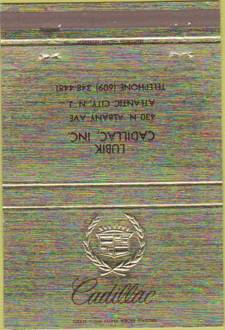 Matchbook Cover - Lubik Cadillac Atlantic City NJ 40 Strike
