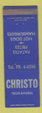 Matchbook Cover - Christo Restaurant Trois Rivieres QC