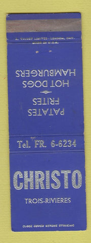 Matchbook Cover - Christo Restaurant Trois Rivieres QC