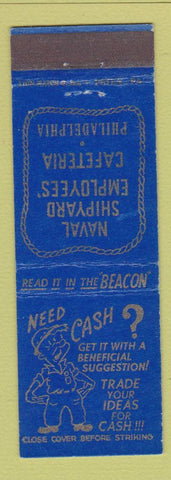 Matchbook Cover - Naval Shipyard Employees' Cafeteria Philadelphia PA