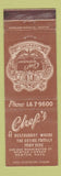 Matchbook Cover - Chef's Restaurant NEWton MA WEAR