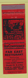 Matchbook Cover - Far East Restaurant Chinese Kingsport TN