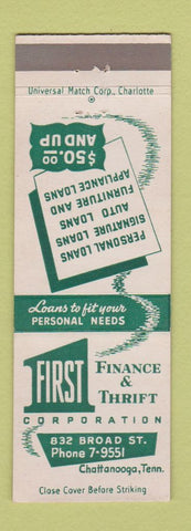 Matchbook Cover - 1st Finance & Thrift Chattanooga TN