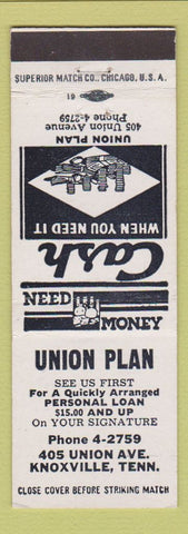 Matchbook Cover - Union Plan Loans Knoxville TN