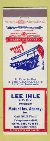 Matchbook Cover - Lee Ihle Insurance Knoxville TN