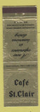 Matchbook Cover - Cafe St Clair Memphis TN