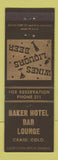 Matchbook Cover - Baker Hotel Bar Lounge Craig Colorado