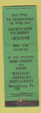 Matchbook Cover - Biggs' American Restaurant Stroudsburg PA WEAR