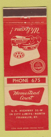 Matchbook Cover - Homestead Court Motel Franklin KY Quality Courts