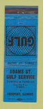 Matchbook Cover - Gulf oil gas Adams St Freeport IL WORN