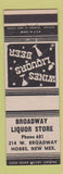 Matchbook Cover - Broadway Liquor Store Hobbs NM