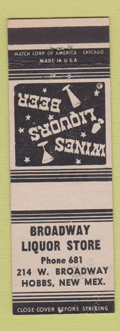 Matchbook Cover - Broadway Liquor Store Hobbs NM