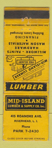 Matchbook Cover - Mid Island Lumber Riverhead LI NY WORN
