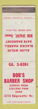 Matchbook Cover - Bob's Barber Shop WEAR