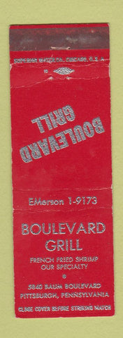 Matchbook Cover - Boulevard Grill Pittsburgh PA WEAR