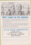 Matchbook Cover - Atlas Match Dan Degner Sacramento CA 40 Strike