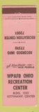 Matchbook Cover - WPAFB Ohio Recreation Center Air Force Base OH WEAR