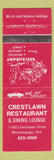 Matchbook Cover - Crestlawn Restaurant Mississauga ON