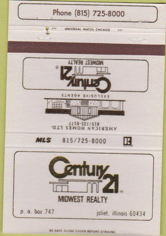 Matchbook Cover - Century 21 Real Estate Joliet IL 40 Strike