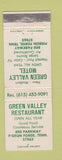 Matchbook Cover - Green Valley Restaurant Pigeon Forge TN WEAR motel
