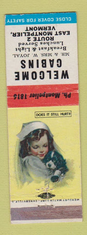 Matchbook Cover - Welcome Cabins East Montpelier VT