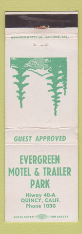 Matchbook Cover - Evergreen Motel Trailer Park Quincy CA