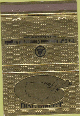 Matchbook Cover - C and P Telephone Co of Virginia VA Bell 40 Strike