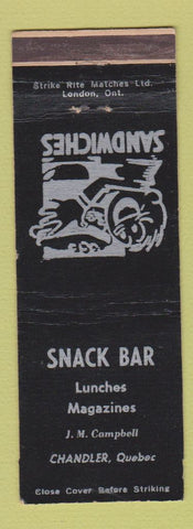 Matchbook Cover - Snack Bar Chandler QC