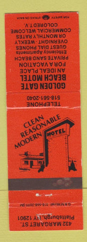 Matchbook Cover - Golden Gate Beach Motel Plattsburgh KY ORANGE WEAR