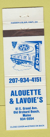 Matchbook Cover - Alouette & Lavoie's Old Orchard Beach ME motel