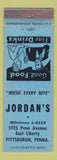 Matchbook Cover - Jordan's Restaurant Pittsburgh PA