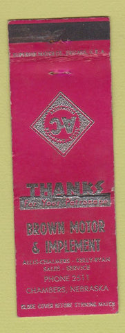 Matchbook Cover - Allis Chalmers Tractors Kelly Ryan Cahmbers NE Brown WORN