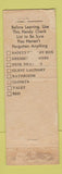 Matchbook Cover - Murray Hill Hotel New York City WORN
