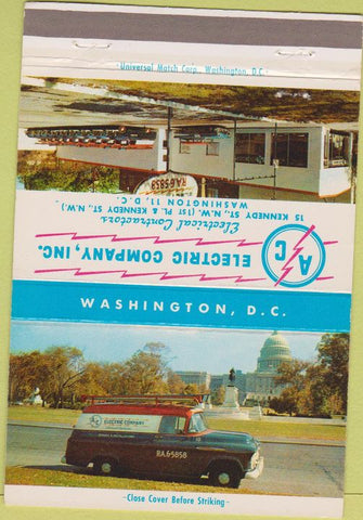 Matchbook Cover - AC Electric Co Washington DC 40 Strike