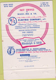 Matchbook Cover - AC Electric Co Washington DC 40 Strike