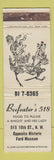 Matchbook Cover - Beafeater's 518 Restaurant Washington DC WORN
