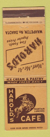 Matchbook Cover - Harold's Cafe Wahpeton ND