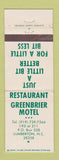 Matchbook Cover - Greenbrier Motel Lumberton NC