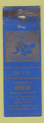 Matchbook Cover - Charles Roman Funeral Home Philadelphia PA WORN