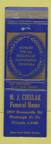 Matchbook Cover - MJ Cieslak Funeral Home Pittsburgh PA WEAR