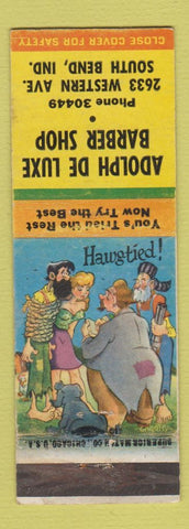 Matchbook Cover - Adolph De Luxe Barber Shop South Bend IN hillbilly