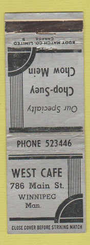 Matchbook Cover - West Cafe Winnipeg MB Chinese WEAR