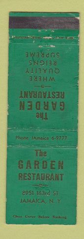 Matchbook Cover - Garden Restaurant Jamaica NY WORN GREEN