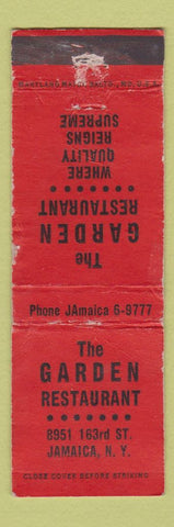 Matchbook Cover - Garden Restaurant Jamaica NY WORN RED