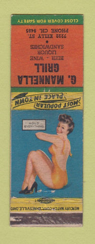 Matchbook Cover - G Mannella Grill pinup WEAR
